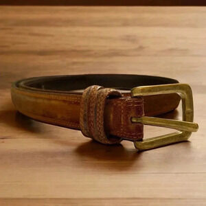 Eddie Bauer brown, thick& sturdy vintage leather belt with  suede